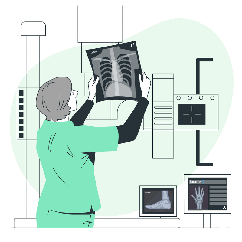 radiologista analizando exame de raios-x